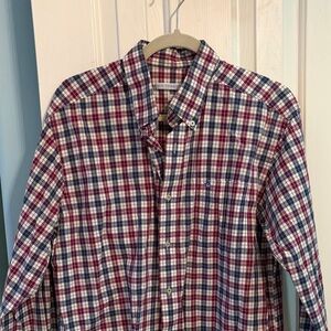 Southern Tide Red and Blue Plaid Button Down Shirt